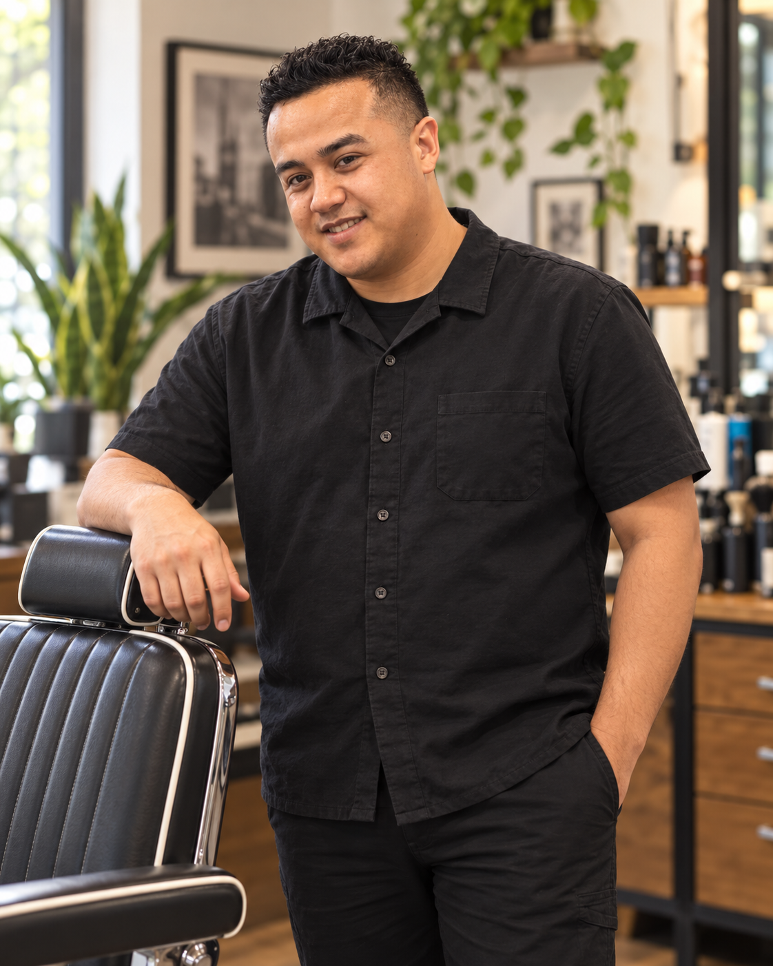 Esteban Sotelo in the barbershop